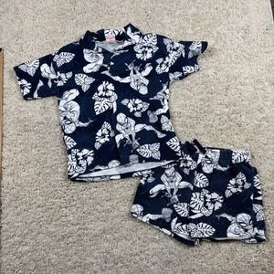 Marvel SpiderMan Boys 5T Navy Blue Hawaiian Shirt Shorts Set